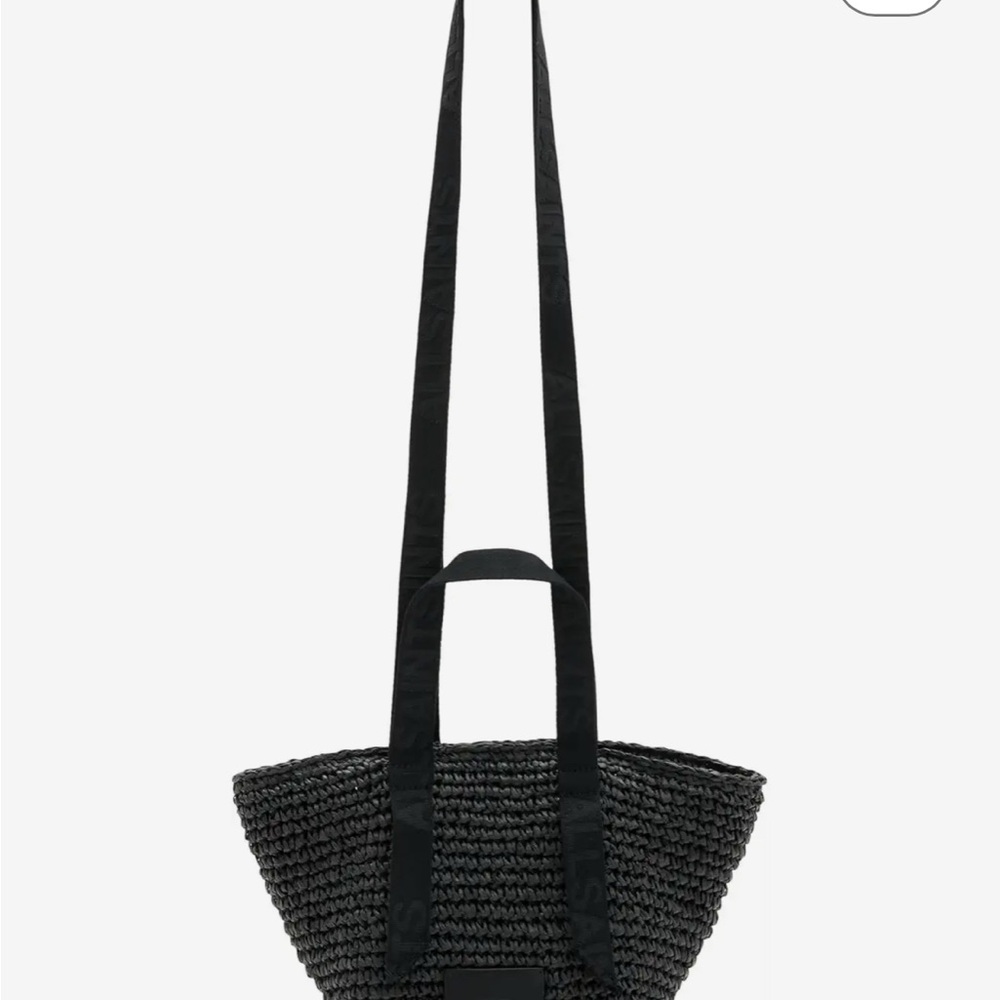 All Saints l Mini Celayne Black Woven Tote Bag